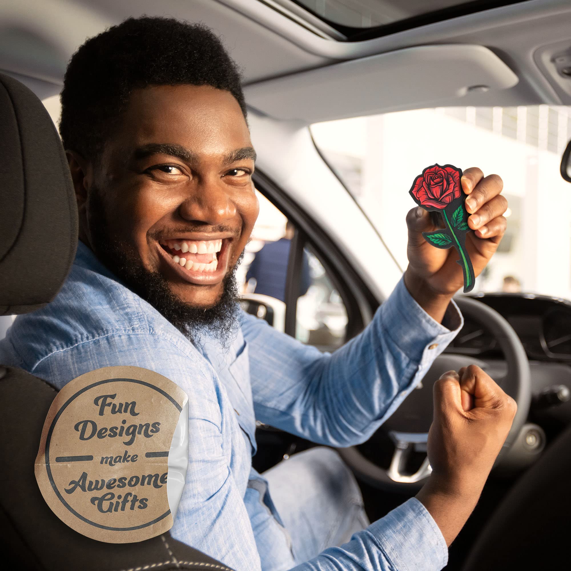 6 Pack Rose Car Air Freshener with Essential Oils - Long Lasting Natural Fragrance for Vehicles, Home & Office - Fresh Fresheners Brand