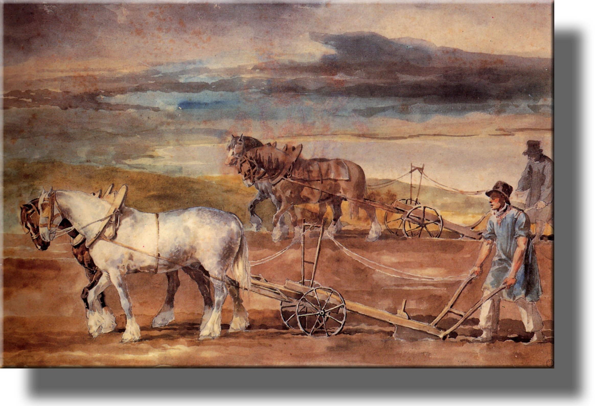Theodore Gericault Farmers Plowing Canvas Wall Art - Ready to Hang for Home Decor
