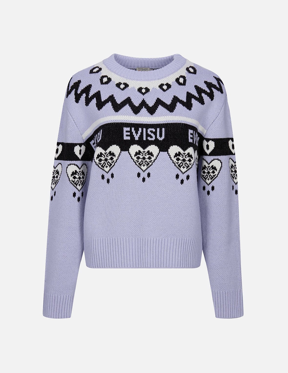 Kamon Heart Jacquard Loose Fit Sweater for Women - Soft Oversized Knit Pullover - Cozy Winter Casual Wear for Outdoors & Lounge