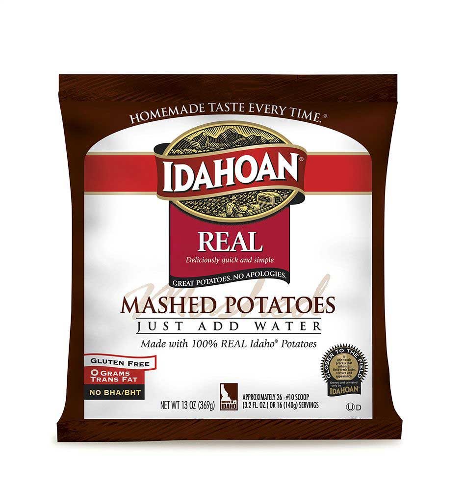 Idahoan Real Mashed Potatoes - 13 Ounce (Pack of 24) | Instant Mashed Potato Mix | Perfect for Camping, Holidays & Quick Family Meals