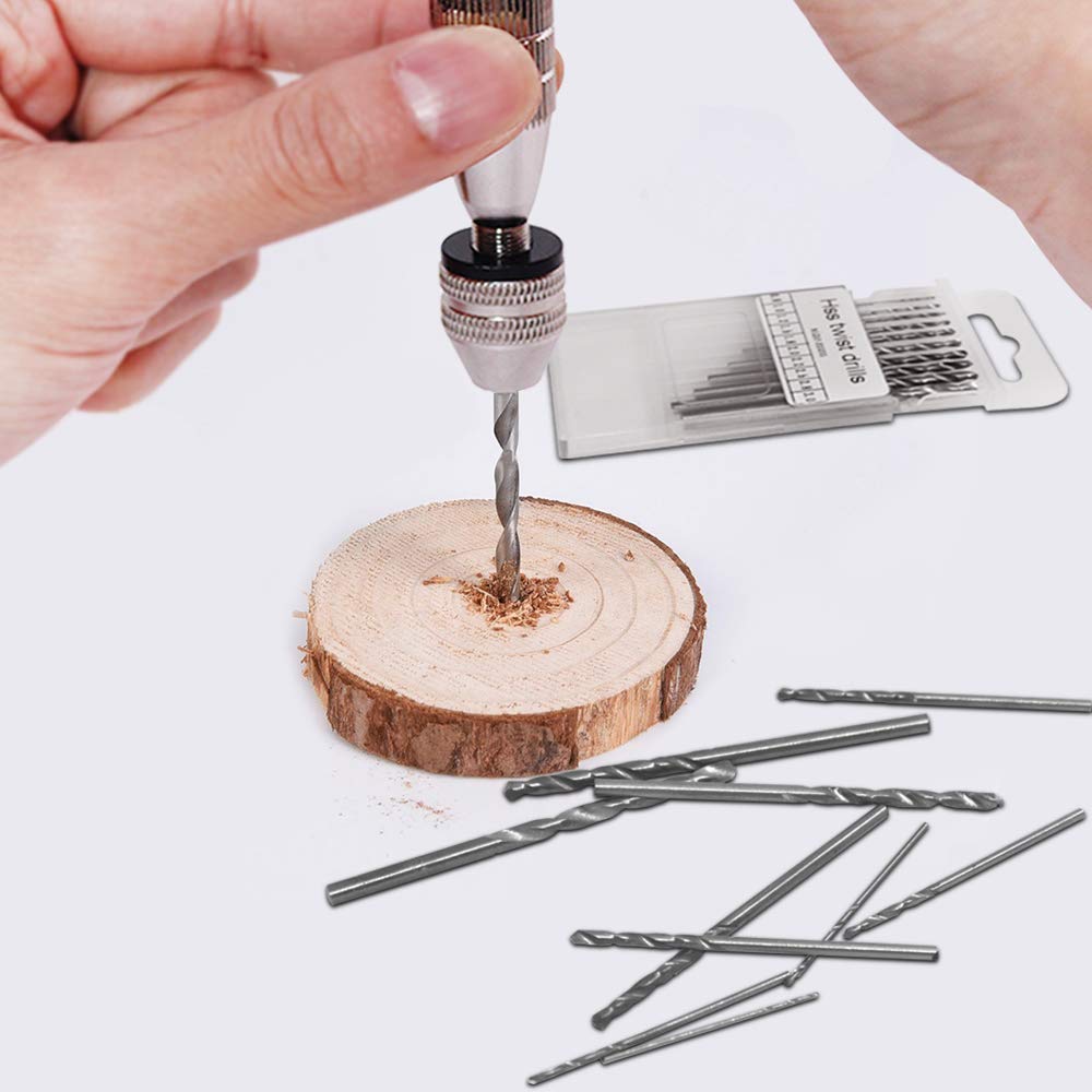 Precision Hand Pin Vise with 20-Piece Drill Bit Set - Mini Rotary Tool for Resin Casting, Jewelry Making, Wood & Plastic Crafting - Perfect for DIY Projects, Model Building & Small Repair Work