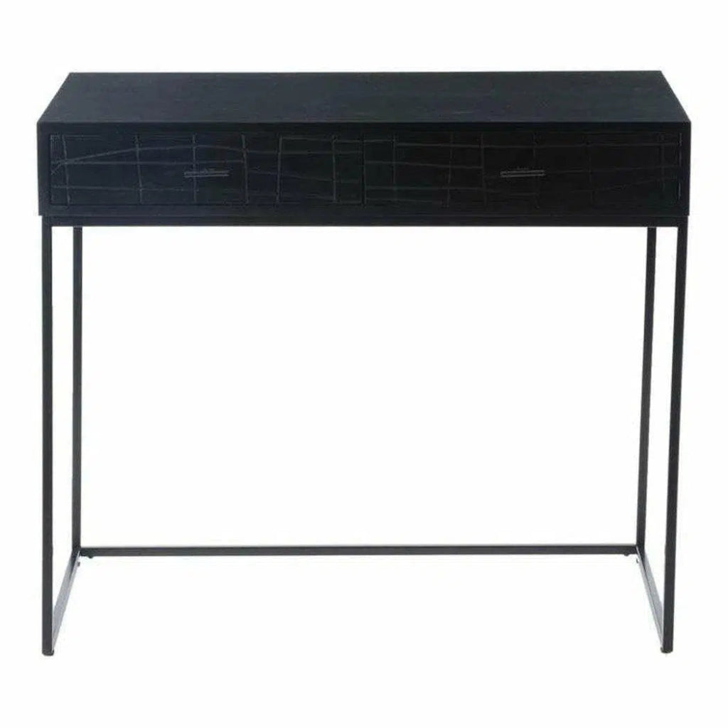 35.5 Inch Modern Black Writing Desk for Home Office - Stylish & Spacious Workspace for Studying, Working, or Gaming