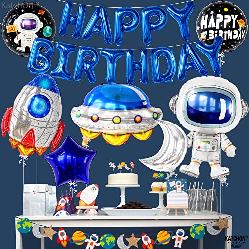 KatchOn 22-Pack Large Happy Birthday Outer Space Balloons Set - Rocketship Themed Party Decorations for Kids & Adults | Perfect for Galaxy Birthday Parties, Baby Showers & Space-Themed Events