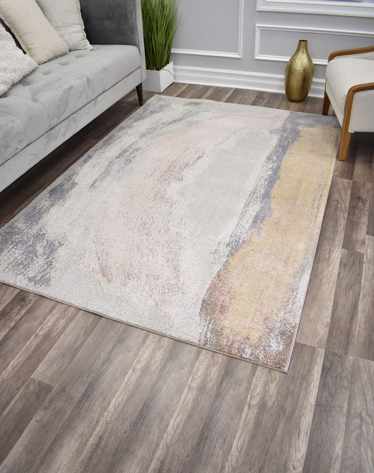 CosmoLiving by Cosmopolitan Melyna MA20A Modern Abstract Brush Stroke Area Rug 8x10 Feet - Contemporary Home Decor for Living Room, Bedroom & Office