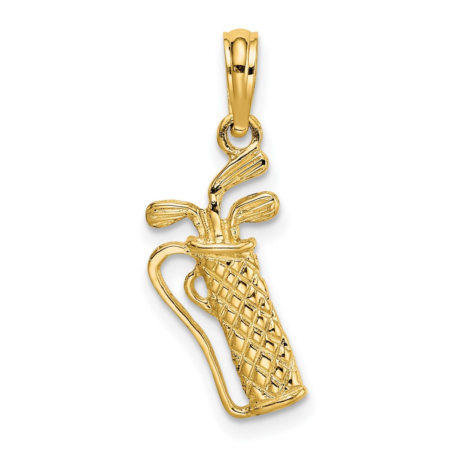 14K Yellow Gold Golf Bag Pendant with Clubs - 16mm x 9mm - Perfect Gift for Golf Lovers & Sports Jewelry Enthusiasts - Ideal for Necklaces, Bracelets & Golf-Themed Accessories