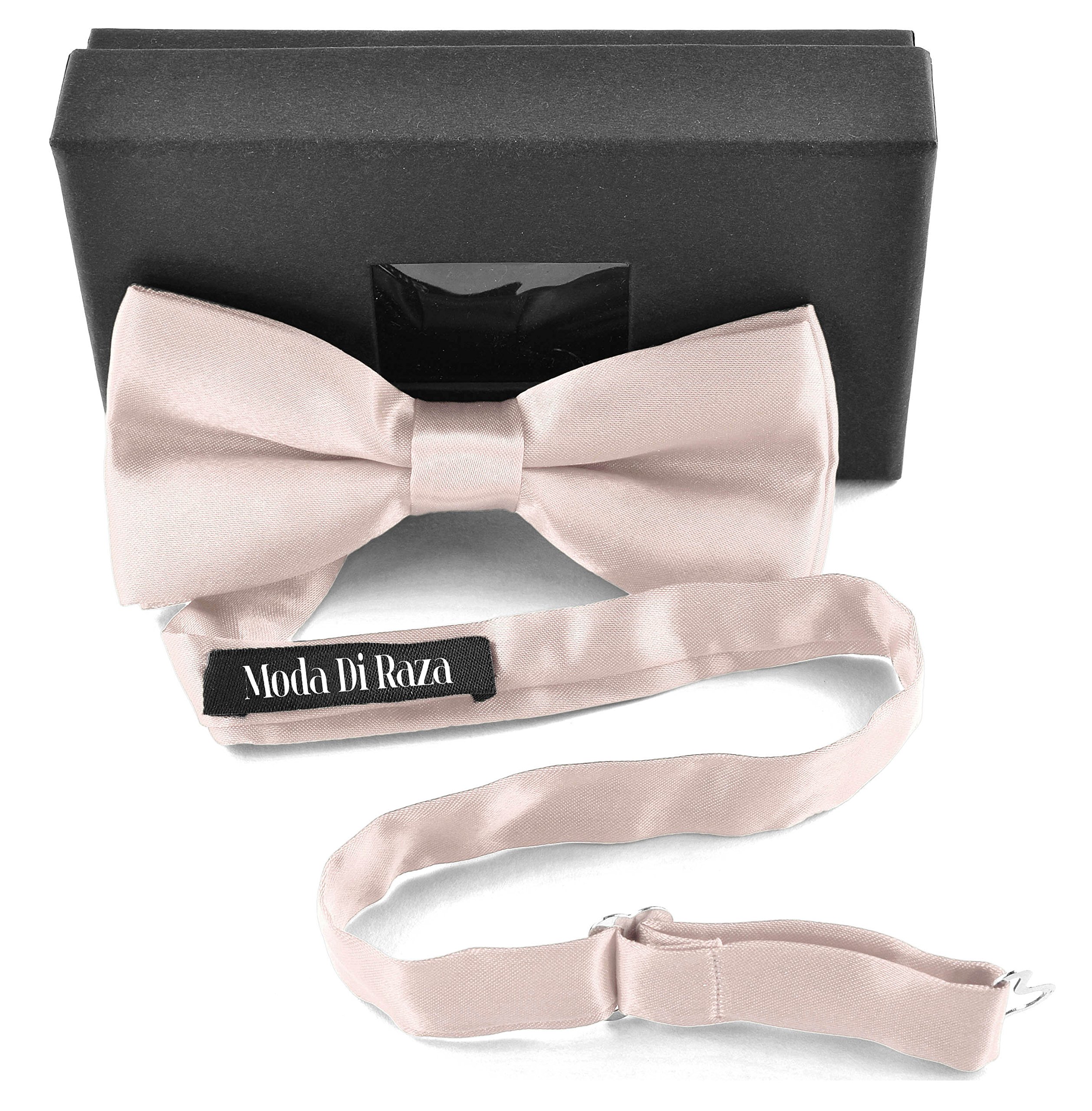 Moda Di Raza Adjustable Pre-Tied Bow Ties for Men - Classic Wedding Necktie Accessories for Formal Events, Prom & Business Occasions