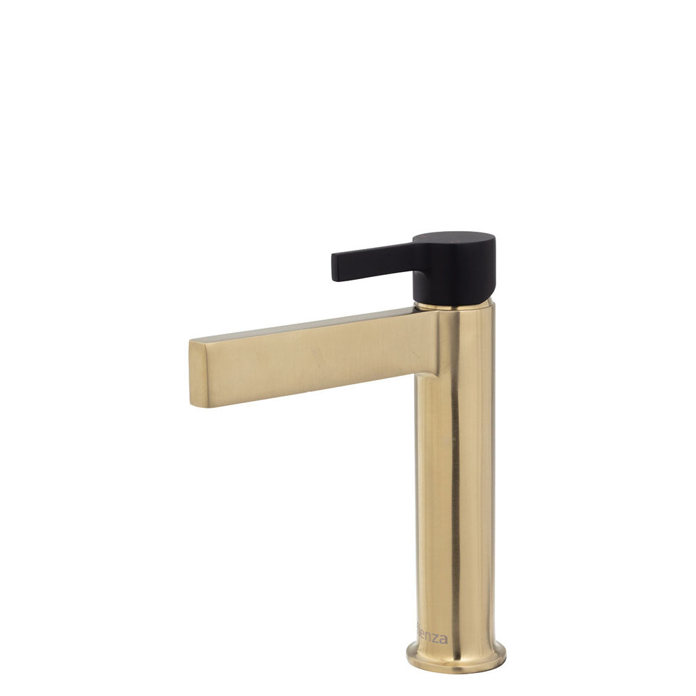 Fienza Sansa Basin Mixer Faucet - Urban Brass Finish, Modern Bathroom Sink Mixer Tap for Vanity, Powder Room, and Guest Bathroom
