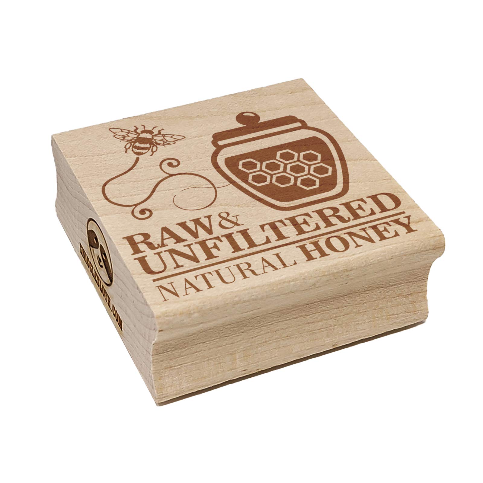 Pure Raw Unfiltered Natural Honey with Honeypot & Bee Stamp Set - 2.75 Inch Large Rubber Stamp for DIY Crafts, Scrapbooking, and Gift Wrapping - Perfect for Beekeepers, Honey Lovers & Craft Enthusiasts