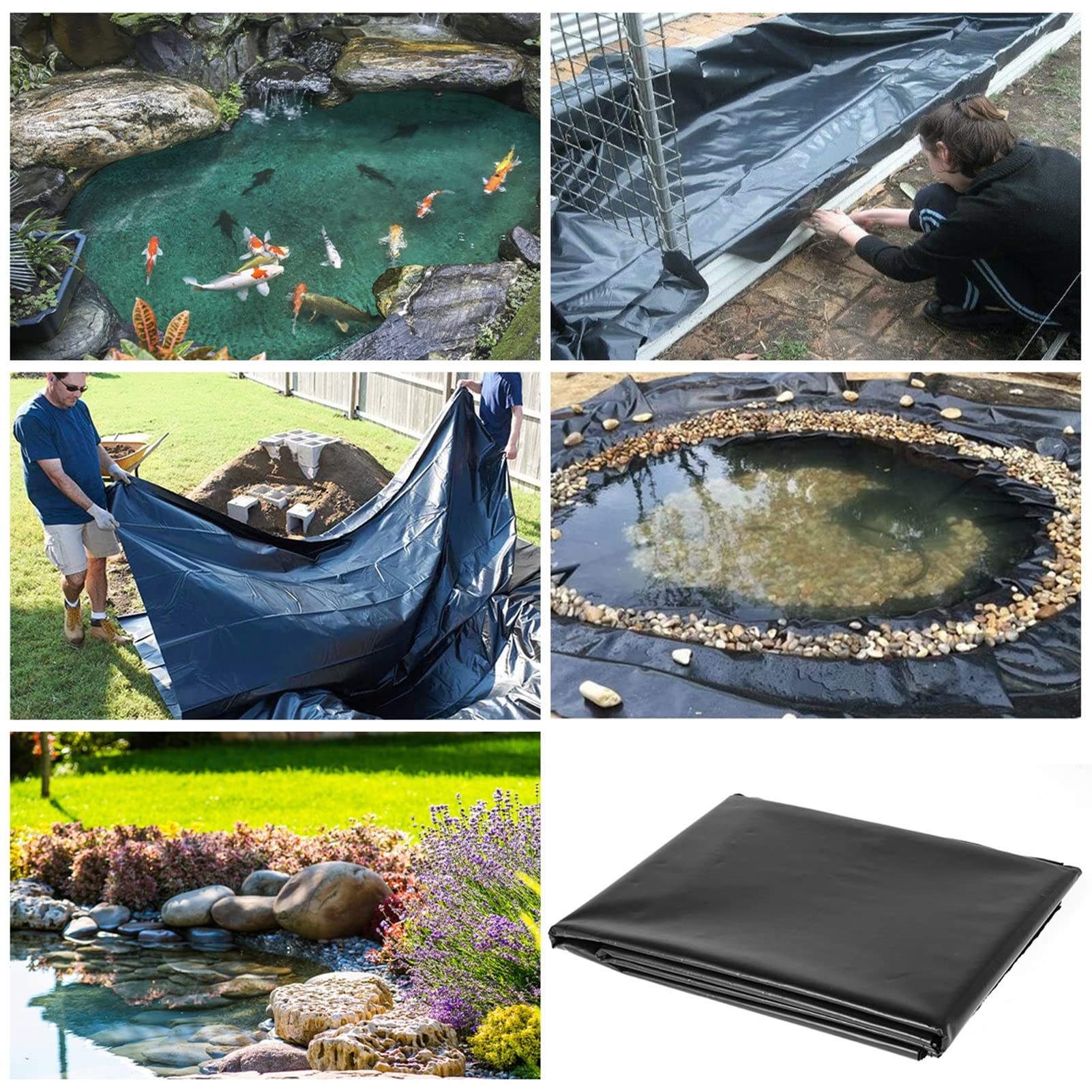 Premium HDPE Pond Liners - Flexible, Cuttable & Waterproof Pool Membrane for Fish Ponds, Water Gardens & Landscaping | Durable, Foldable & Reinforced Impermeable Film for DIY Pond Building & Outdoor Water Features