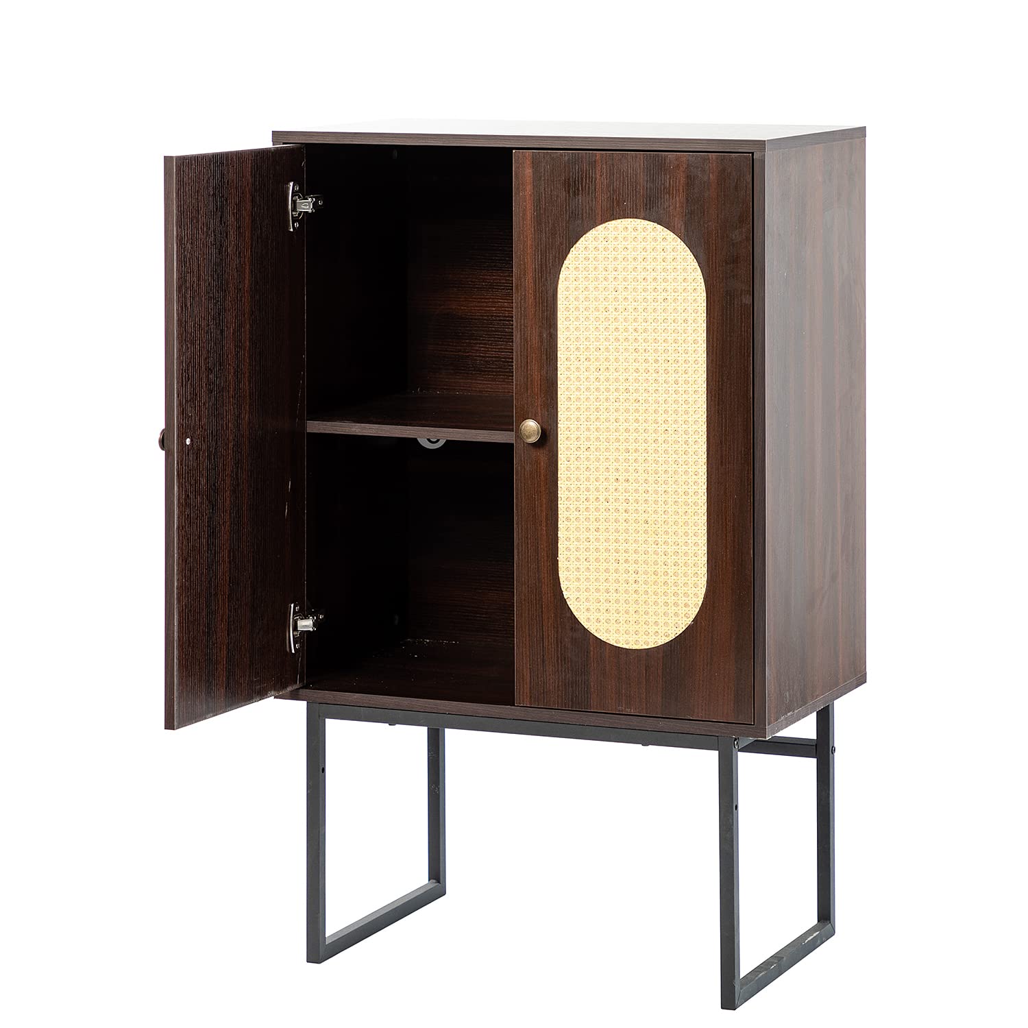 Handmade Natural Rattan Storage Cabinet with 2 Doors - Dark Brown Console Table, Sideboard Buffet Cabinet for Living Room, Dining Room, Entryway & Kitchen - Perfect for Home Organization & Stylish Storage Solutions