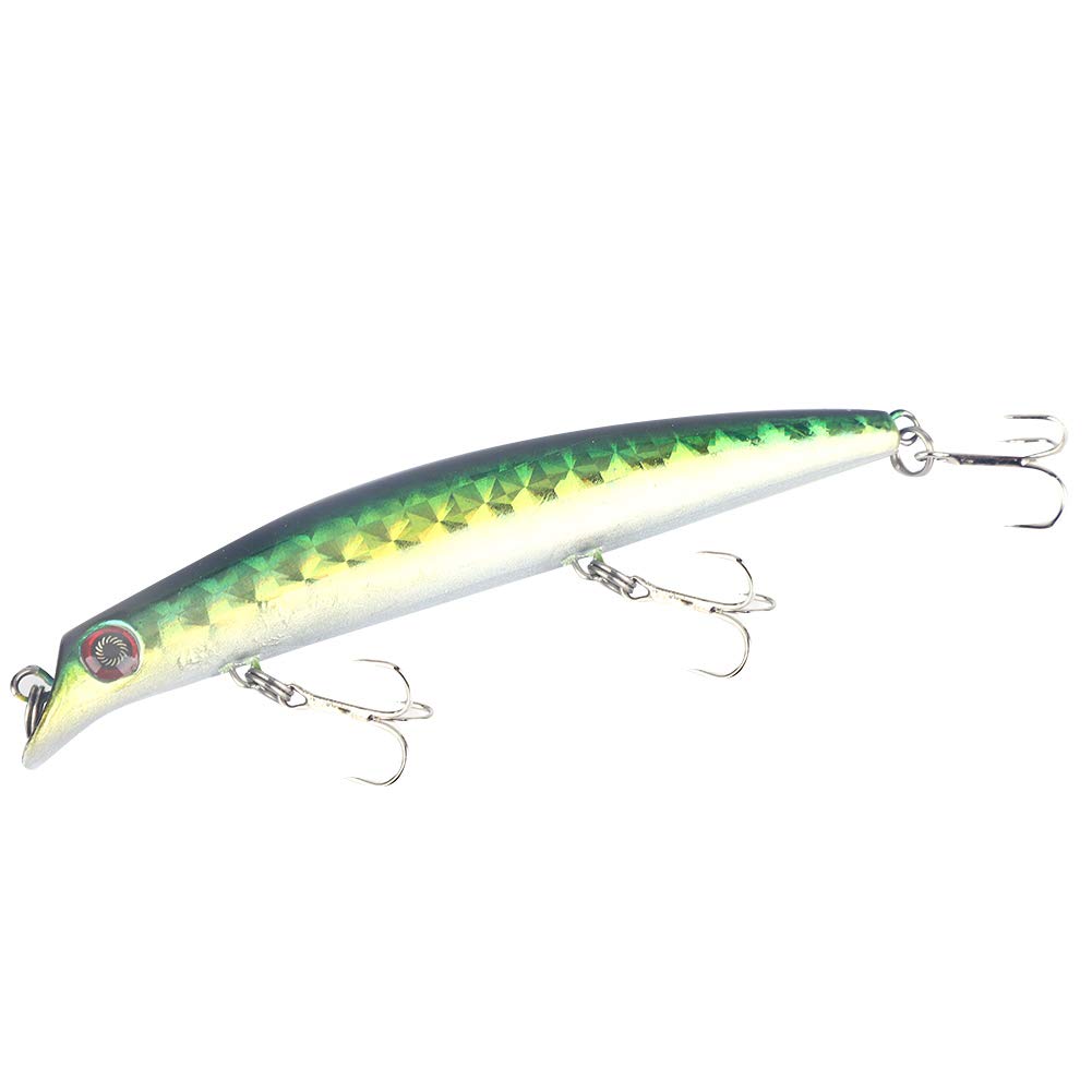 **3PCS Minnow Fishing Lures – Long Floating Bait for Saltwater & Freshwater Fishing – 5 Vibrant Colors (Flashing Green) – Ideal for Lake, Sea, and Wild Pool Fishing**
