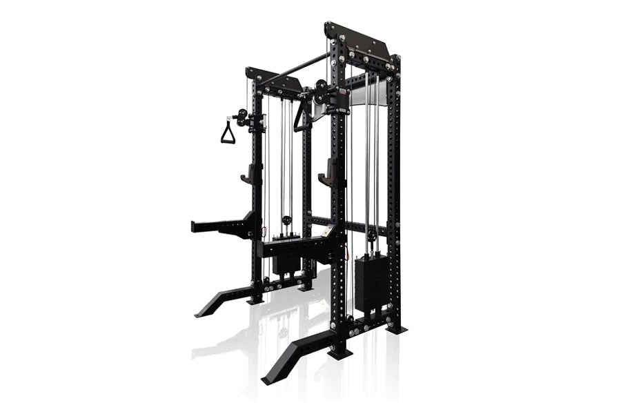 Warrior 1.0 Cable Crossover Pulley Power Rack Gym System - Home & Commercial Strength Training Equipment for Full Body Workouts