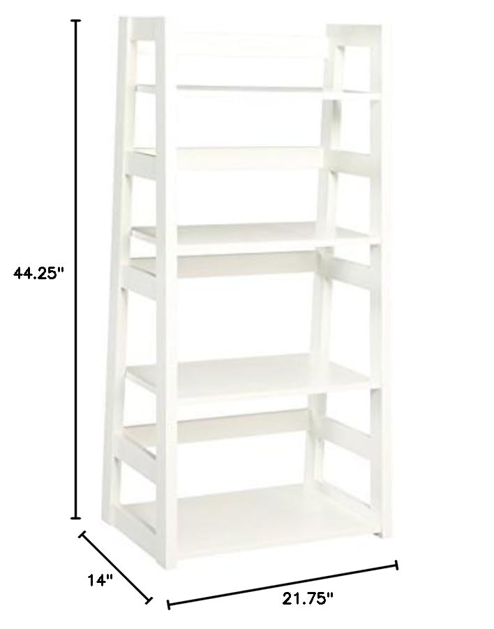 Pemberly Row 4-Shelf White Wood Bookcase - Perfect for Living Room, Bedroom, or Home Office Storage & Display