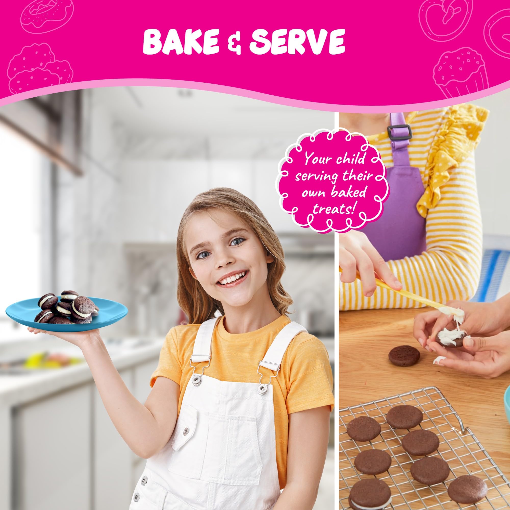 Kids Baking Set with Oven, Pan, Spatula & Cookbook - Easy to Use Baking Kit for Children | Perfect for Birthday Gifts & Family Baking Activities