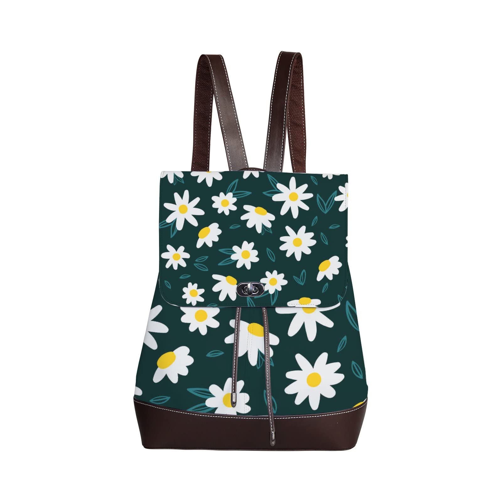 Women's Leather Backpack Purse - Cute Floral Travel Rucksack for School & Work