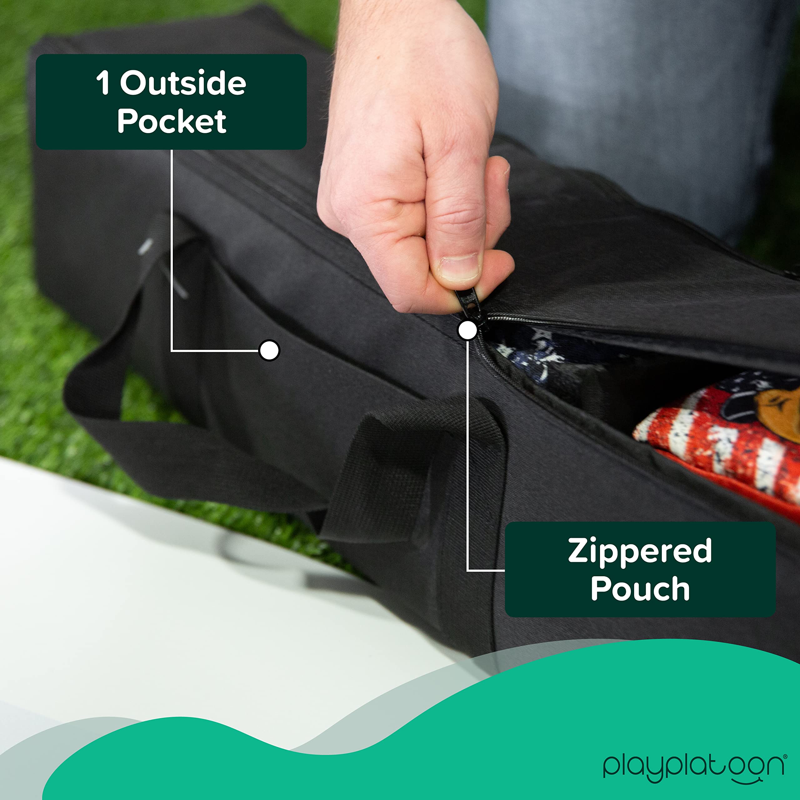 Premium Cornhole Bags Carrying Case with 4 Separate Pouches & Handle - Durable Duffel Design Holds Up to 24 Bean Bags - Perfect for Cornhole Tournaments, Tailgating, and Backyard Games (Black)