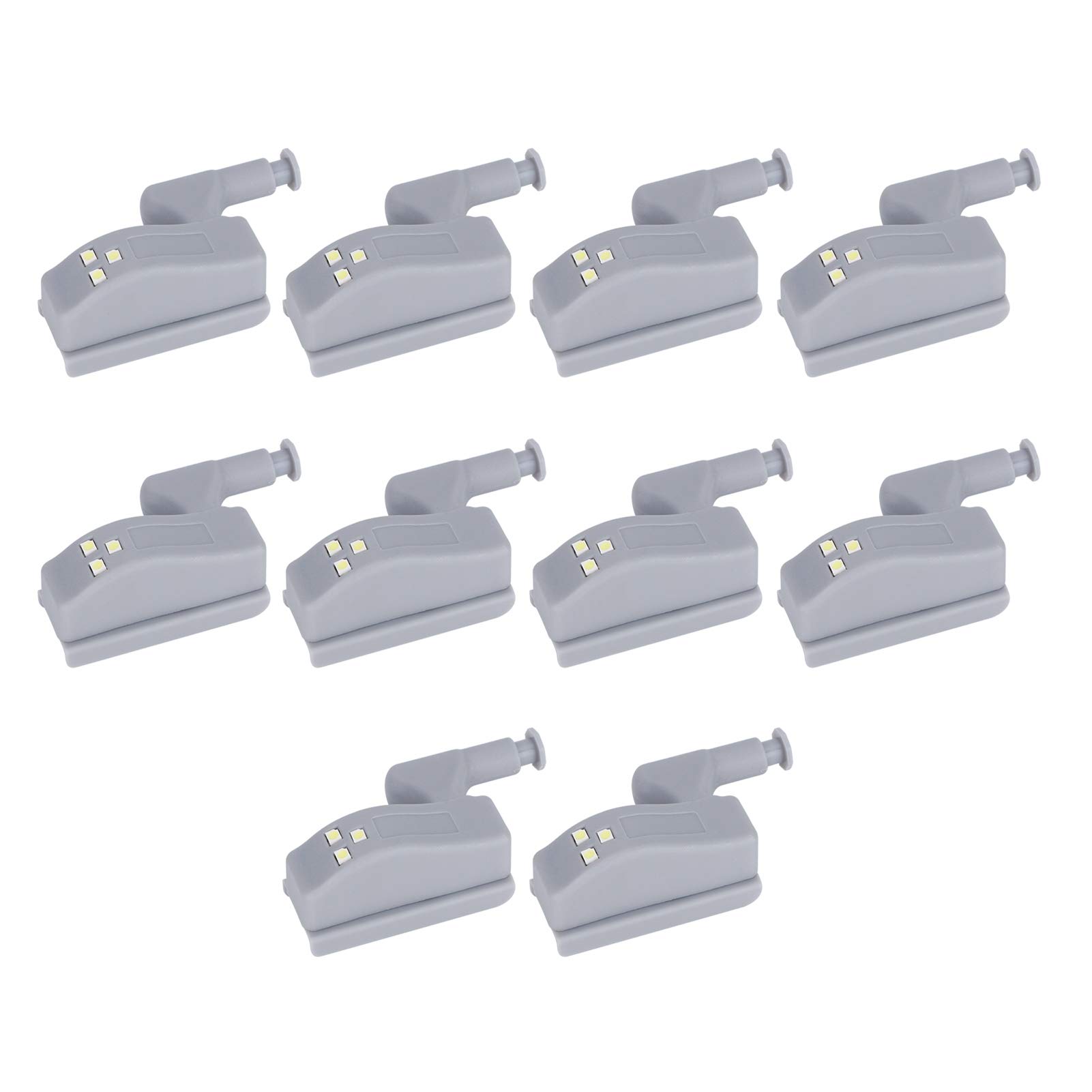 01 02 015 Hinge Sensor Light - Motion Activated LED Cabinet Light, Easy Install 10-Pack for Wardrobes, Closets, Kitchen Cabinets (White Light, Battery Not Included) - Perfect for Dark Spaces, Nighttime Navigation & Organization