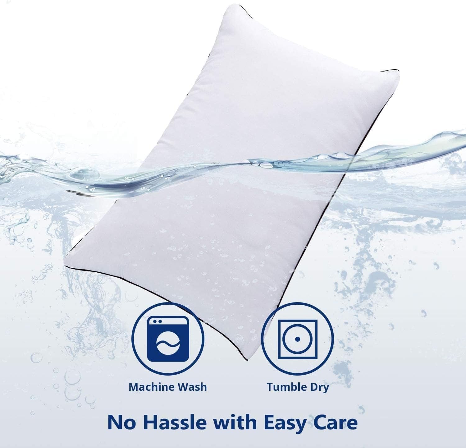 JOLLYVOGUE King Size Pillows Set of 4 - Ultra Soft & Supportive Bed Pillows for Side, Back & Stomach Sleepers | Down Alternative Hotel Collection Pillows | Perfect for Home, Dorm & Guest Rooms (Classic Design)