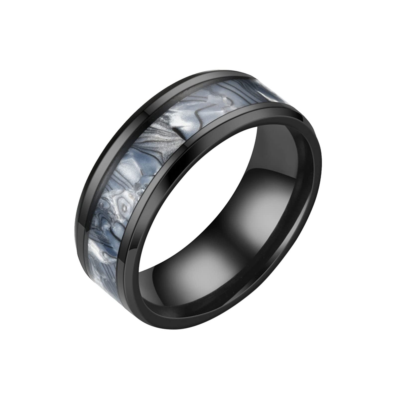 8MM Stainless Steel Rainbow Color Sandblasted Wedding Band Rings for Women & Men - Frosted Geometry Rings Size 6-13 - Trendy Fashion Jewelry for Teens & Adults (Blue, Size 8) - Perfect for Everyday Wear, Gifts & Special Occasions