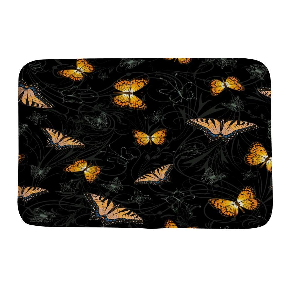 Non-Slip Coral Fleece Bathroom Rug Mat with Swallowtail Butterfly Design - Super Absorbent, Cozy Shower Tub Mat for Indoor/Outdoor Use - Perfect for Bathrooms, Showers, and Poolside Areas
