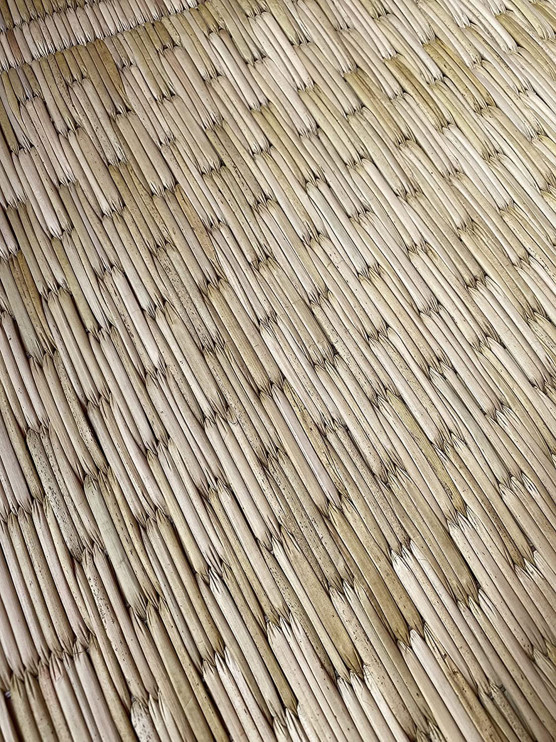 Handmade Kauna Grass Floor Mat - 6x3 Feet Natural Bamboo Mat for Living Room, Bedroom & Yoga - Eco-Friendly Puja Mat & Designer Manipuri Chatai - Beige Home Decor Rug