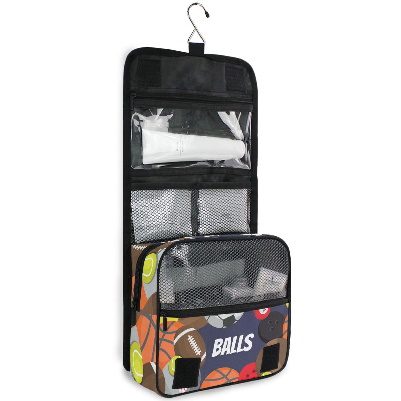 CiCily Hanging Toiletry Bag - Waterproof Sports Travel Cosmetic Organizer with Sturdy Hook for Soccer, Football, Volleyball, Basketball | Perfect for Gym, Camping & Travel | Men & Women