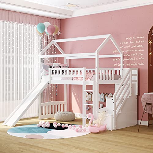 White+wood+twin Loft Bed