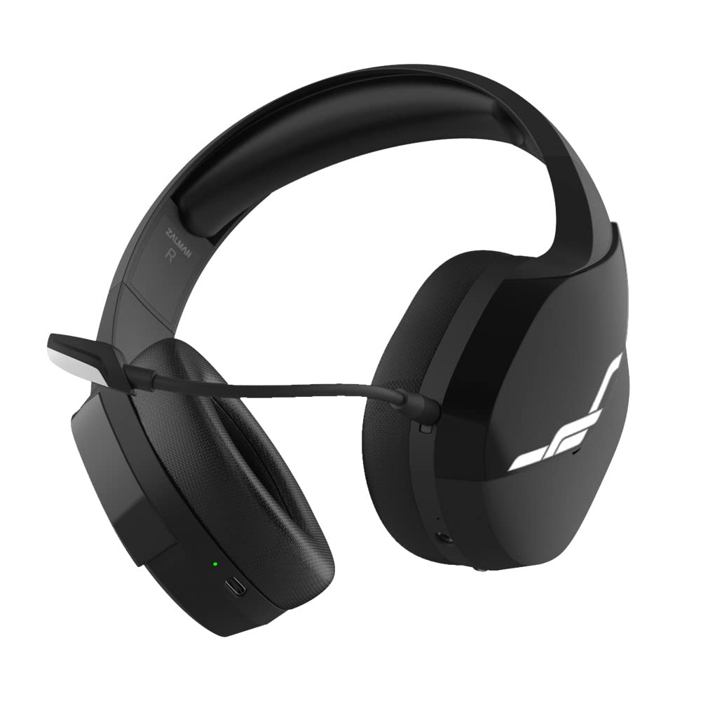 Zalman HPS700 Archer Wireless Gaming Headset with Detachable Mic, LED Indicator, USB-C Charging & Memory Foam Ear Cushions - Perfect for PC Gaming, Music Streaming & Online Meetings (Black)
