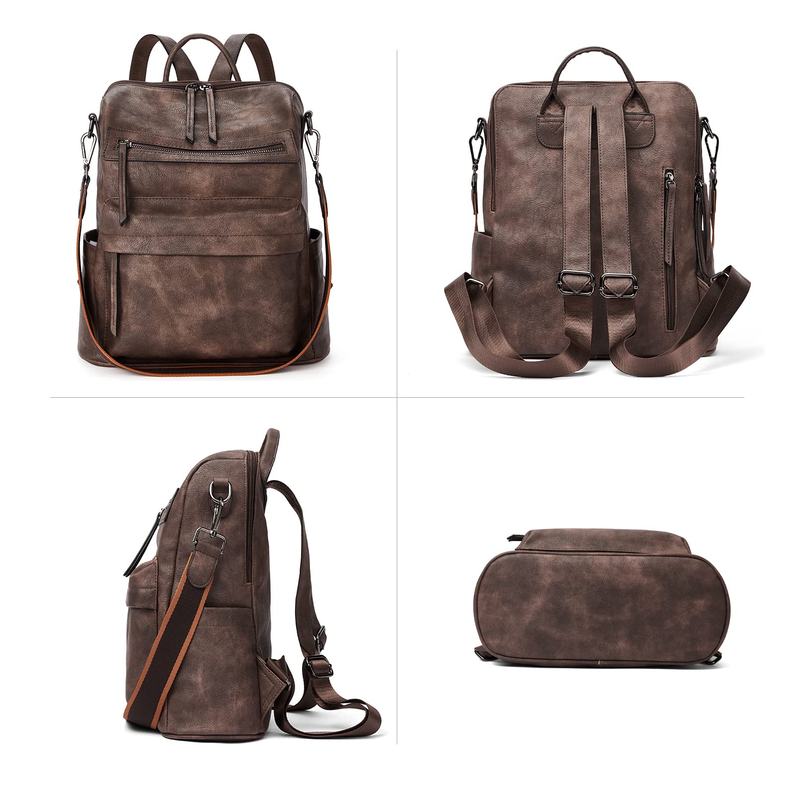 Stylish BROMEN Leather Backpack Purse for Women - Fashionable Designer Shoulder Bag for Travel, Work & Daily Use | Large Capacity & Durable