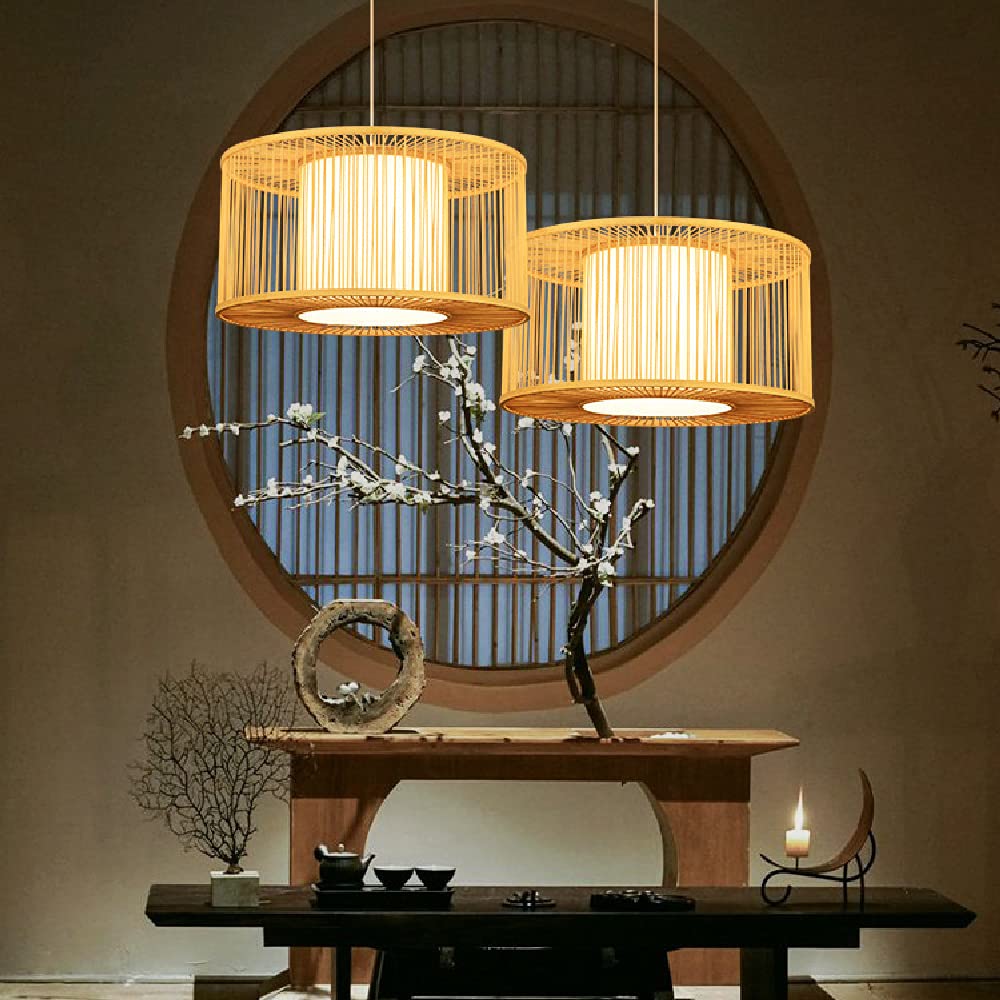 Birdcage Bamboo Chandelier - Handwoven Rattan Wicker Pendant Light with Natural Woven Lampshade | Eco-Friendly Restaurant, Bar & Home Decor Lighting | Perfect for Boho, Coastal & Tropical Interior Design