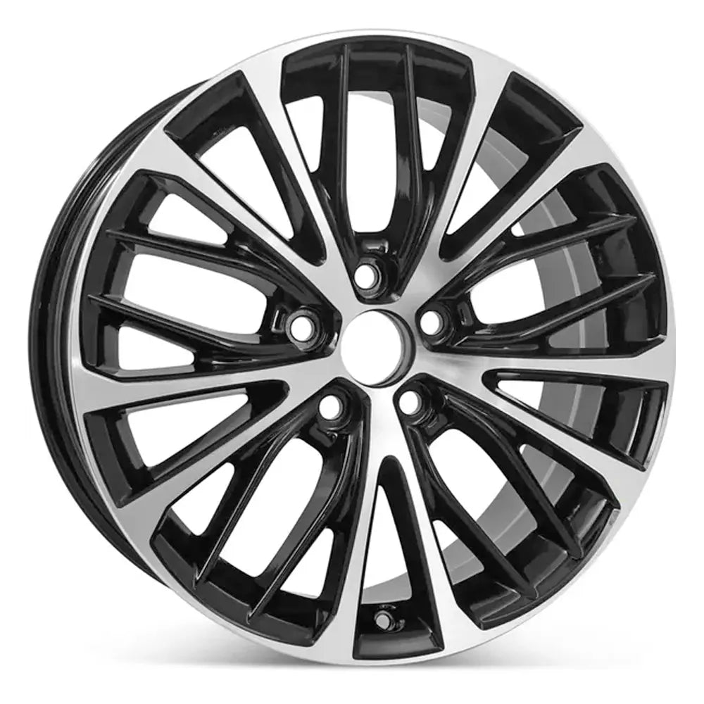 18 Inch Toyota Camry Wheel Replacement - Machined Black Replica Rim 75221 | Durable Alloy Wheels for Sedans, Perfect for Road Trips & Daily Commuting