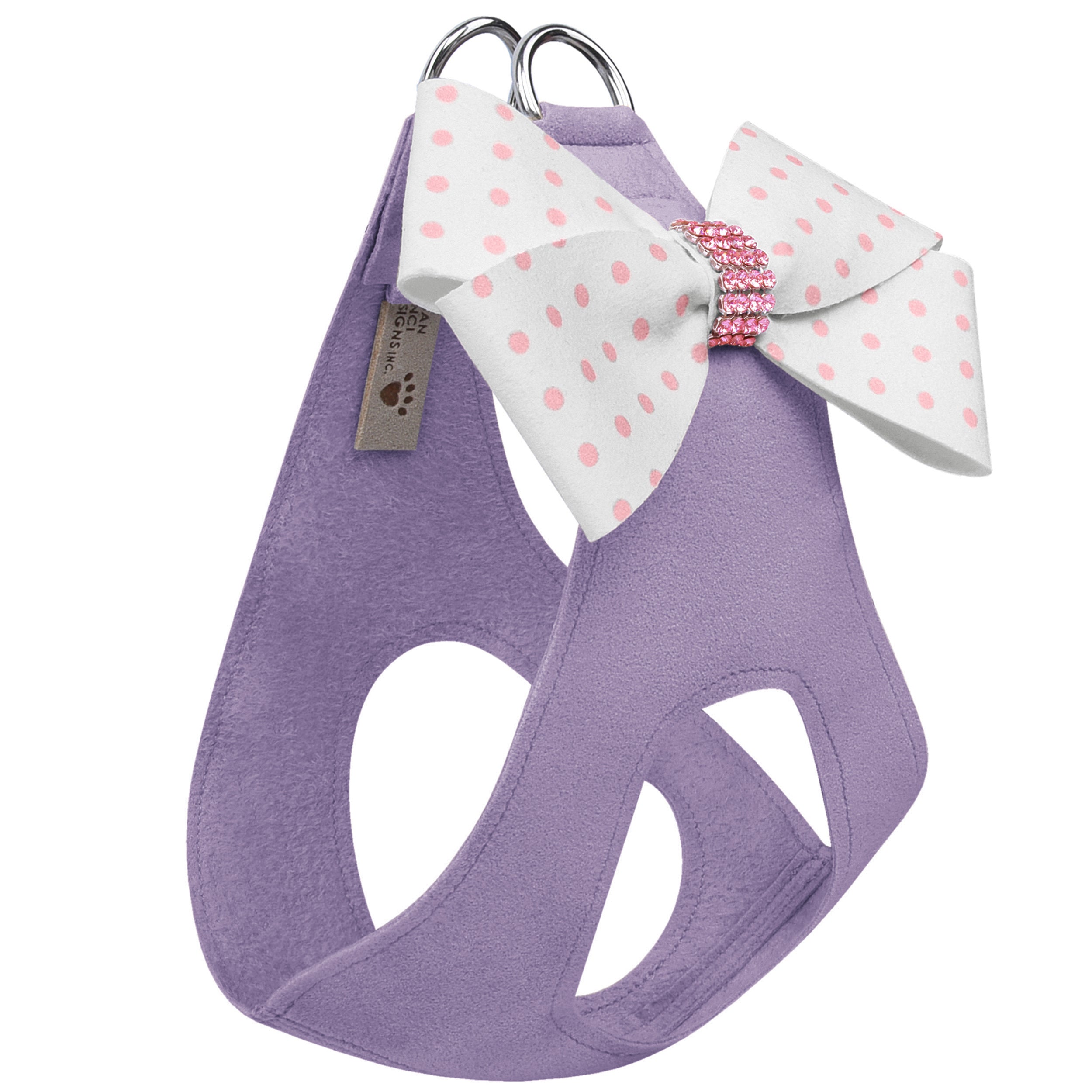 Polka Dot Step-In Dog Harness with Bow - Pink Nouveau Giltmore Design for Small & Medium Dogs | Perfect for Walks, Training & Outdoor Adventures