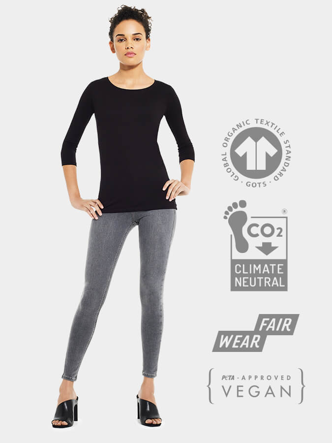 Women's Organic Cotton 3/4 Sleeve Yoga T-Shirt - Stretchy Comfort Fit for Yoga Studio & Active Lifestyle