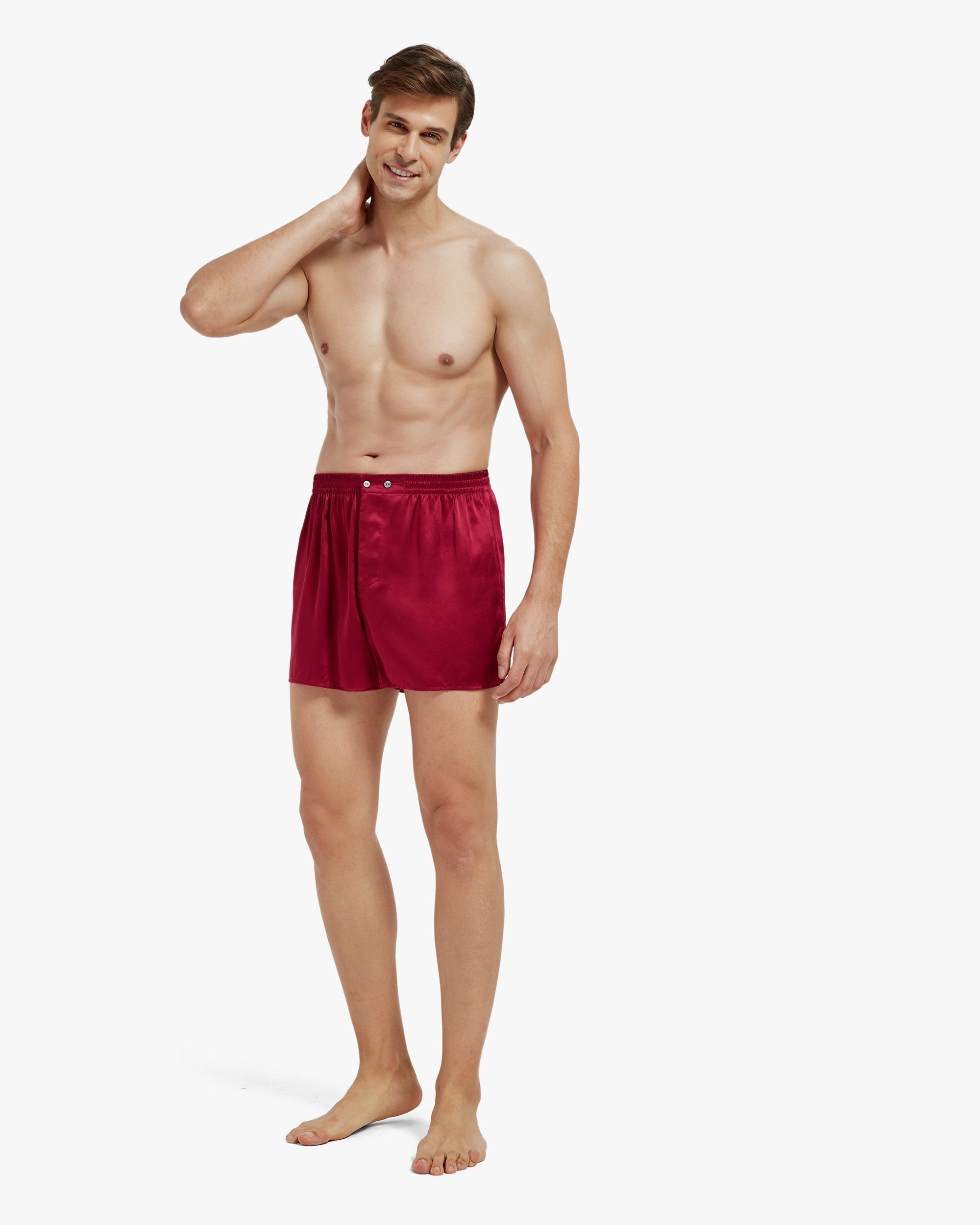 Premium Silk Boxer Shorts for Men - Luxury Fitted & Draping Design - Comfortable Sleepwear & Lounge Pants for Home, Travel & Special Occasions