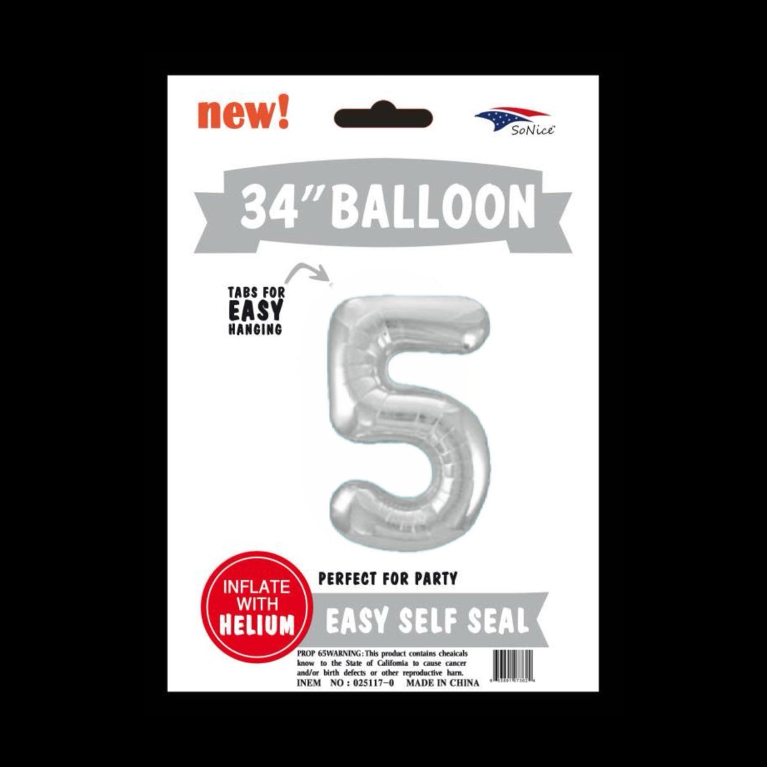 34 Inch Silver Foil Number 5 Balloon for Birthday Party Decorations | Party Supplies | Celebration Decor