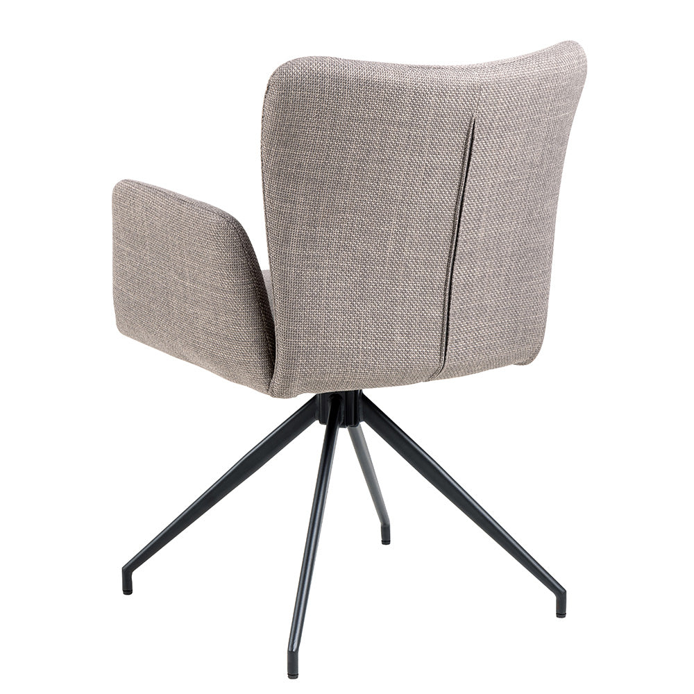 Laura Swivel Dining Chair - Grey & Black Upholstered Modern Kitchen Chair for Home, Office & Restaurant - Comfortable & Stylish Seating Solution