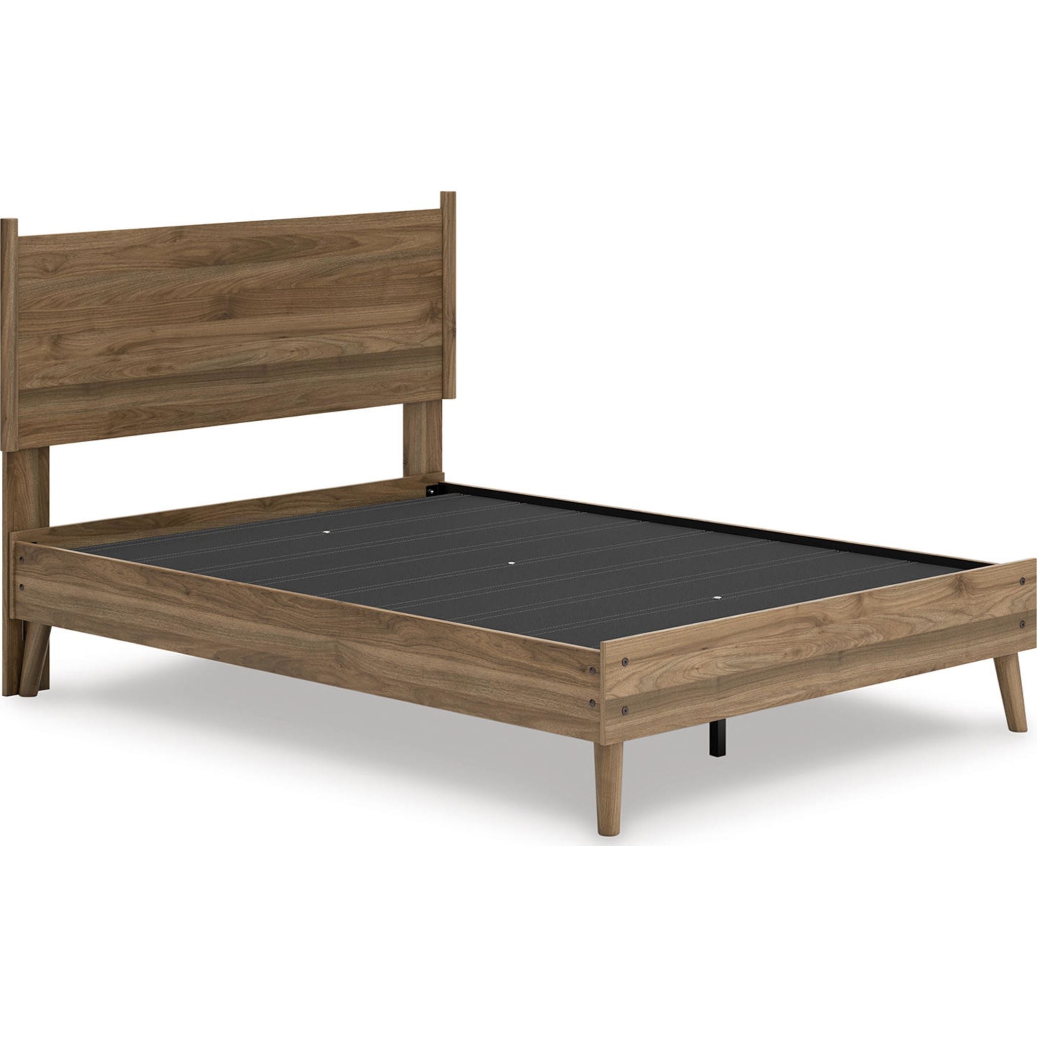 Aprilyn Full Platform Bed Frame - Honey Finish, Queen Size, Solid Wood, Modern Minimalist Design for Bedroom, Living Room, or Guest Room