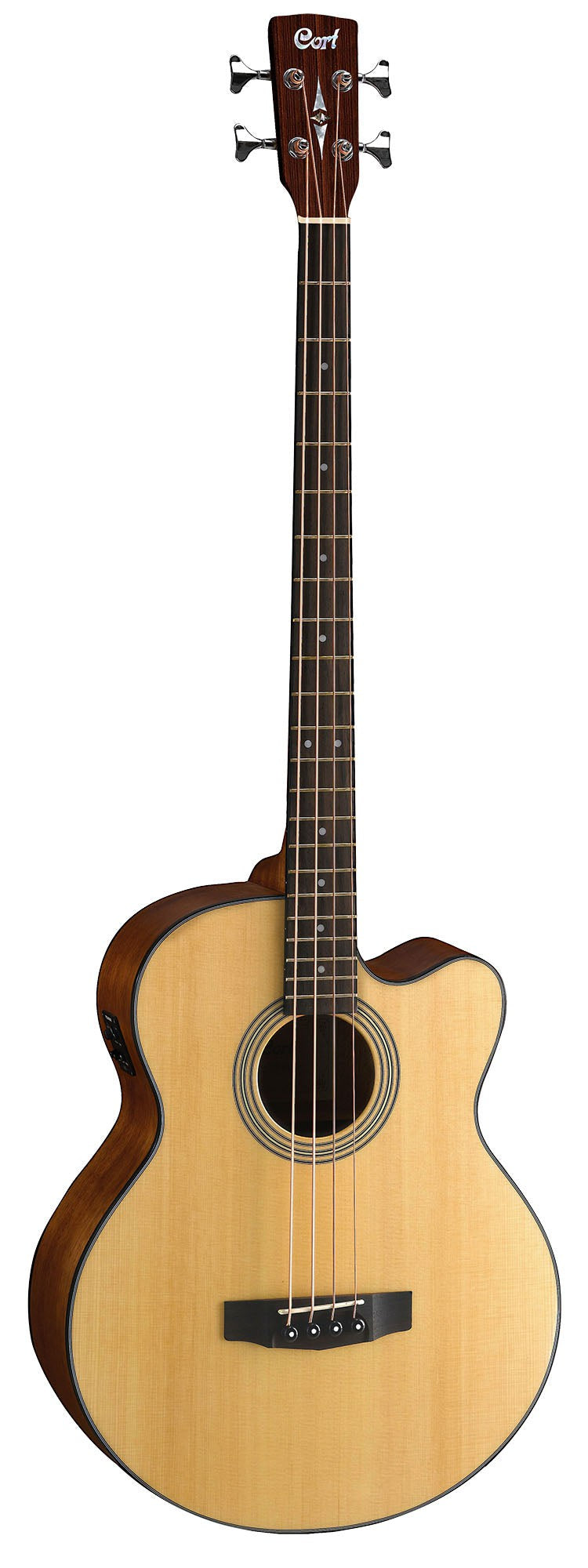 Cort SJB5F 4-String Acoustic Bass Guitar - Satin Natural Finish with Gig Bag | Perfect for Beginners, Live Performances & Studio Recording