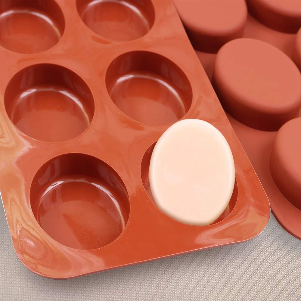 homEdge 6-Cavity Oval Silicone Mold Set - 3 Pack Reusable Baking Molds for Handmade Soap, Chocolate, Candles, Jelly & Resin Crafts - Perfect for DIY, Home Baking & Party Dessert Decorations