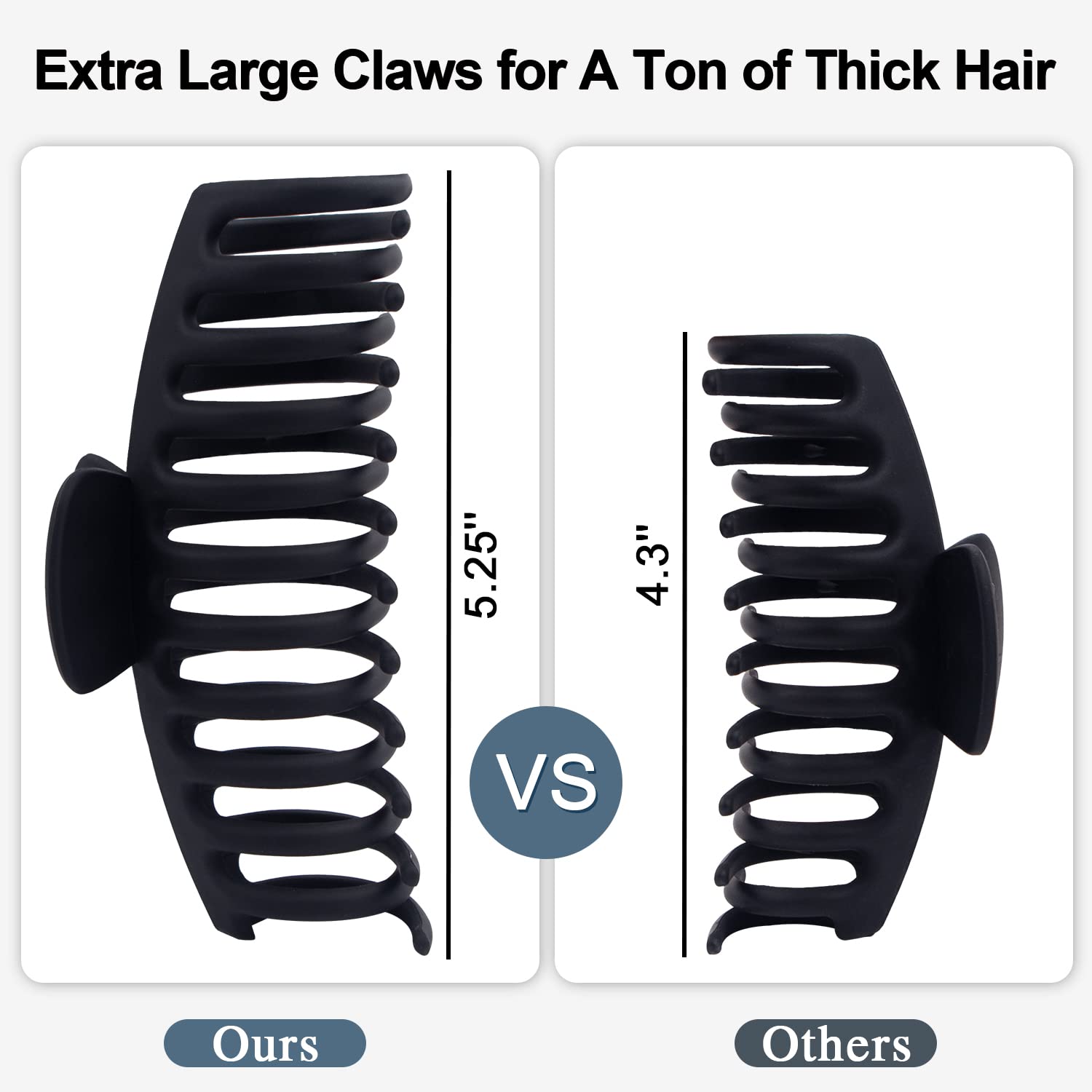 MAORULU Extra Large Hair Claw Clips for Thick Hair - 5.25 Inch Strong Hold Hair Clips for Women (4 Pack) - Perfect for Ponytails, Buns & Updos