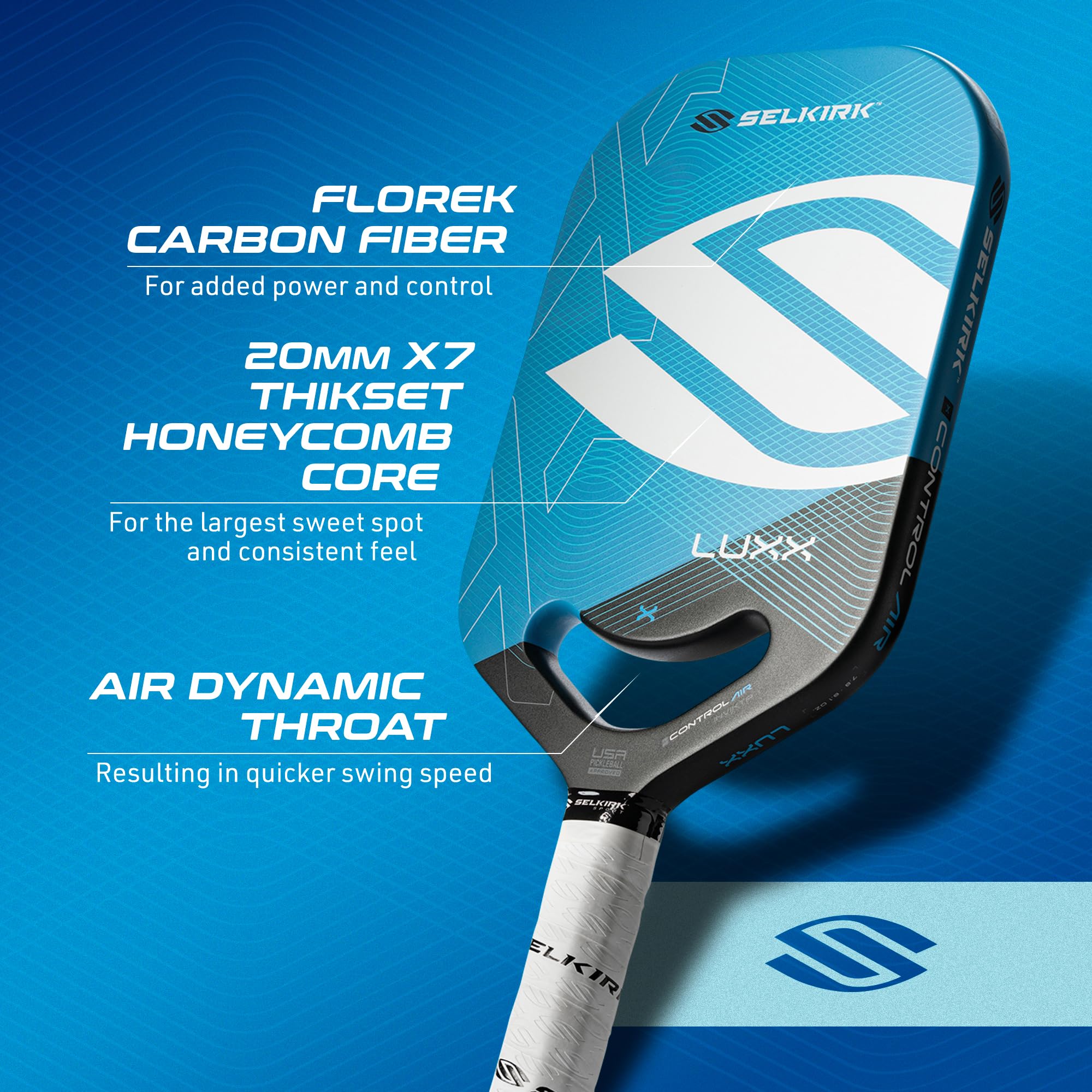 Selkirk Sport LUXX Control Pickleball Paddle - Premium Carbon Fiber Surface with Polypropylene X7 Core for Enhanced Control & Power | Perfect for Competitive Play & Recreational Games