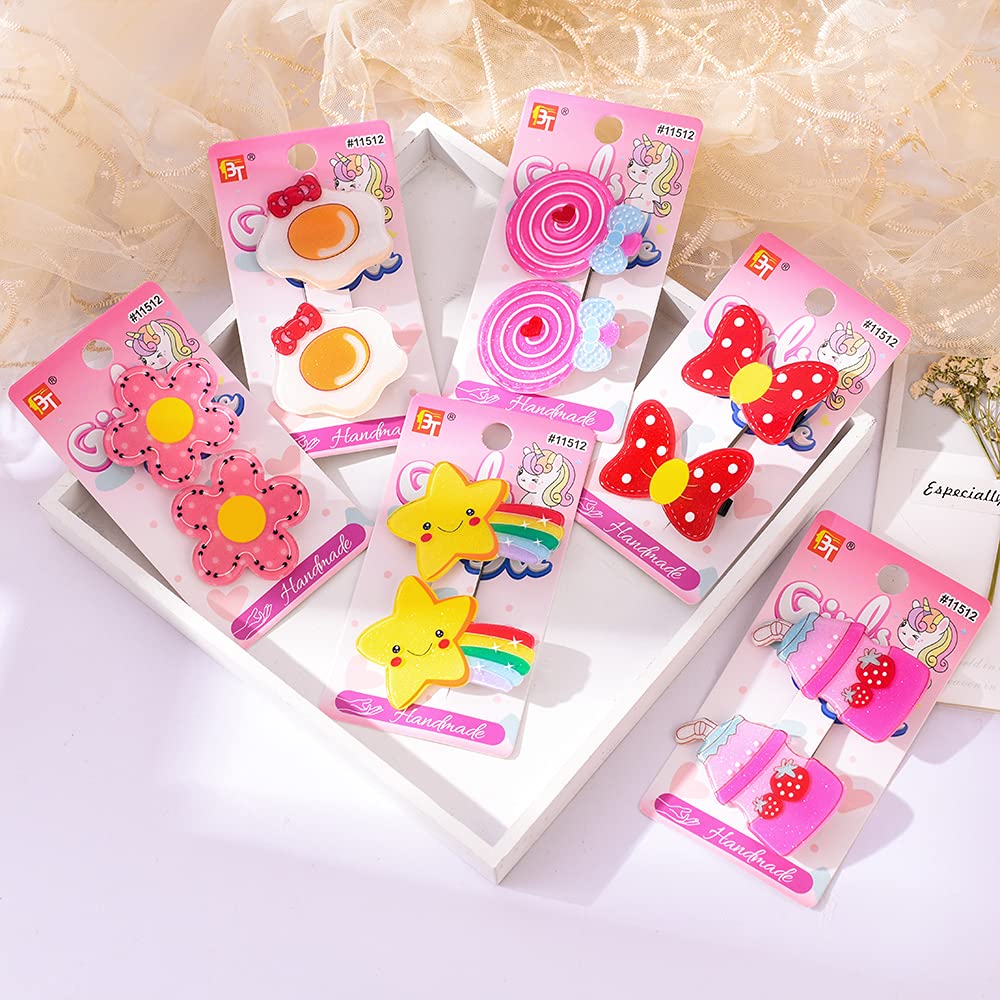 24 Pcs Handmade Cute Colorful Hair Clips Set - Assorted Character Hairpins for Kids, Girls, Women (Candy Design) - Perfect for School, Parties, Daily Styling & Gift Giving