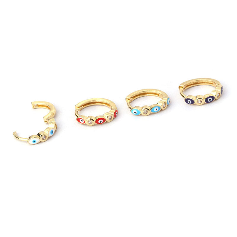 18K Gold Boho Cartilage Hoop Earrings with Evil Eye Charm - Trendy Minimalist Earrings for Women | Perfect for Everyday Wear, Parties & Boho Fashion