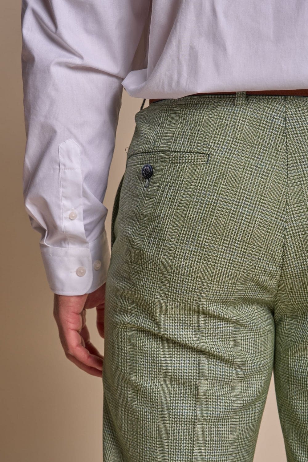 Cavani Caridi Men's Sage Tweed Trousers - Classic Slim Fit Dress Pants for Business Casual & Office Wear