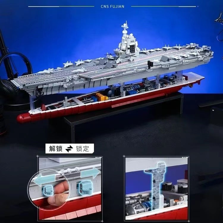 QMAN 23018 Fujian Aircraft Carrier Model - 1/350 Scale Diecast Military Ship Collection - Perfect for Display, Gifts & Navy Enthusiasts - Ideal for Home Office Decor, Model Building Hobbyists & Military History Fans