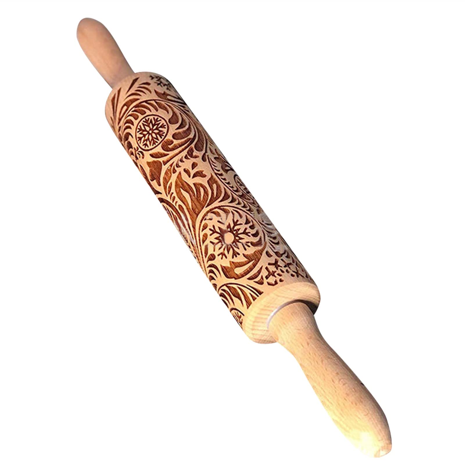 Vintage Wooden Embossing Rolling Pin for Fondant, Dough, Biscuits - Army Green Kitchen Bakeware with Engraved Patterns | Perfect for Baking, Cake Decorating & DIY Pastry Crafts