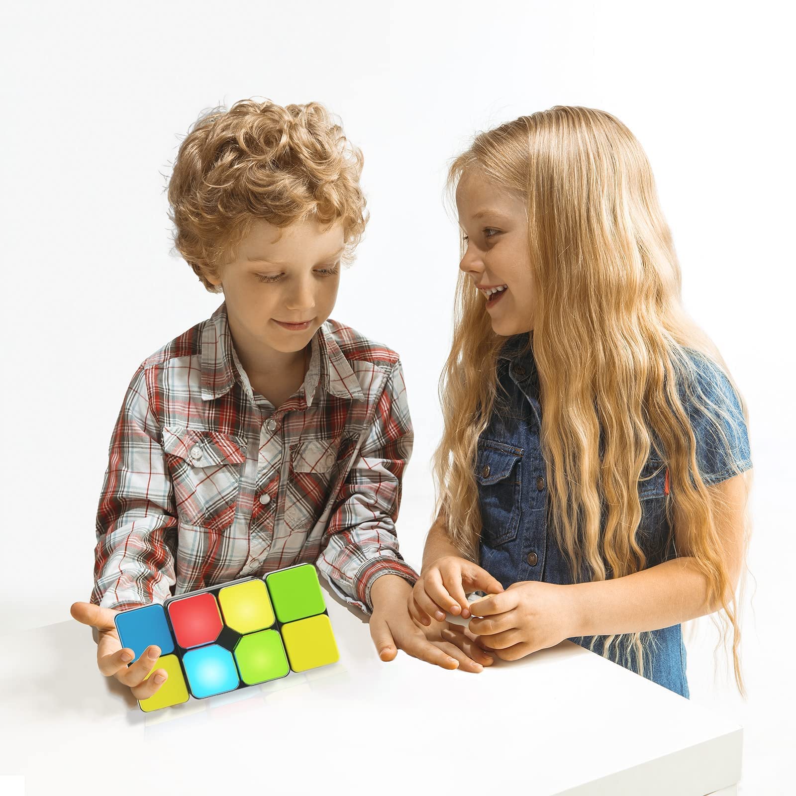 **Electronic Handheld Game - 4-in-1 Logic Puzzle & Fidget Toy for Kids Ages 6-12 | Flip & Slide Brain Teaser with 4 Game Modes | Fun Stress Relief & Travel Toy for Boys & Girls | Perfect Gift for Birthday & Classroom**