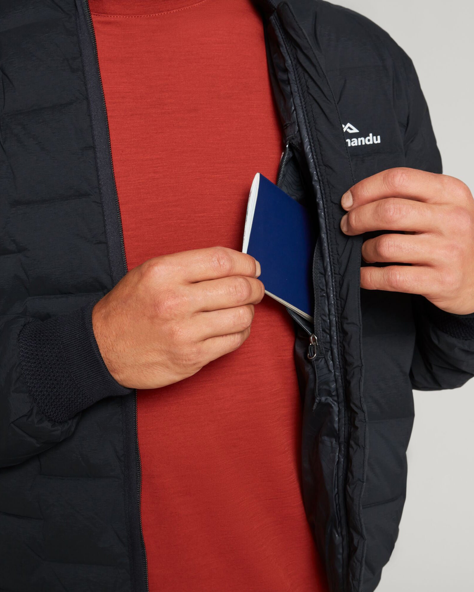 Men's Federate Stretch Down Bomber Jacket - Lightweight Warm Winter Coat, Water-Resistant Outerwear for Casual & Outdoor Activities | Perfect for Hiking, Travel & Daily Wear in Black