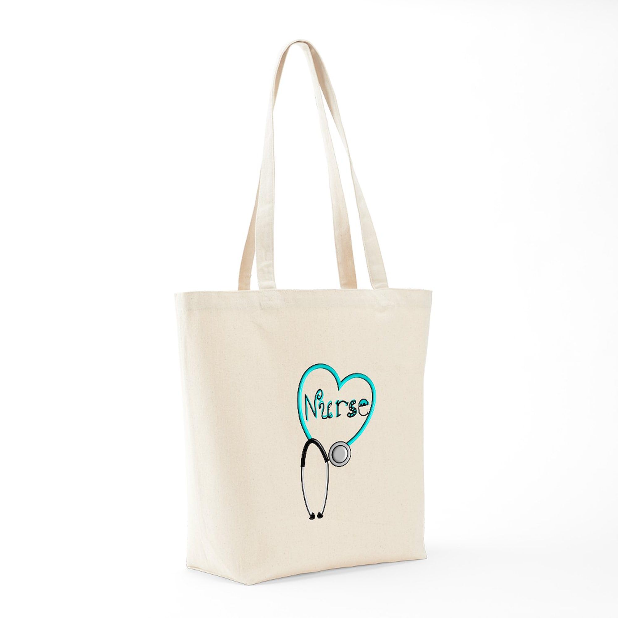 Nurse Blue Stethoscope Tote Bag - Natural Canvas Reusable Shopping Bag for Nurses, Medical Professionals & Students | Perfect for Work, School & Groceries