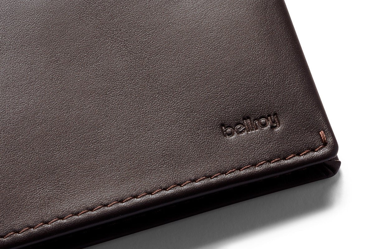BELLROY Note Sleeve Bi-Fold Wallet in Java Brown Leather - Slim RFID Blocking Minimalist Wallet for Men & Women - Perfect for Everyday Carry, Travel & Business Use
